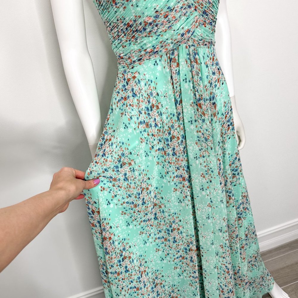 Allure Bridals Strapless Pleated Sweetheart Flowy Floral Print Bridesmaids Dress - Picture 7 of 16